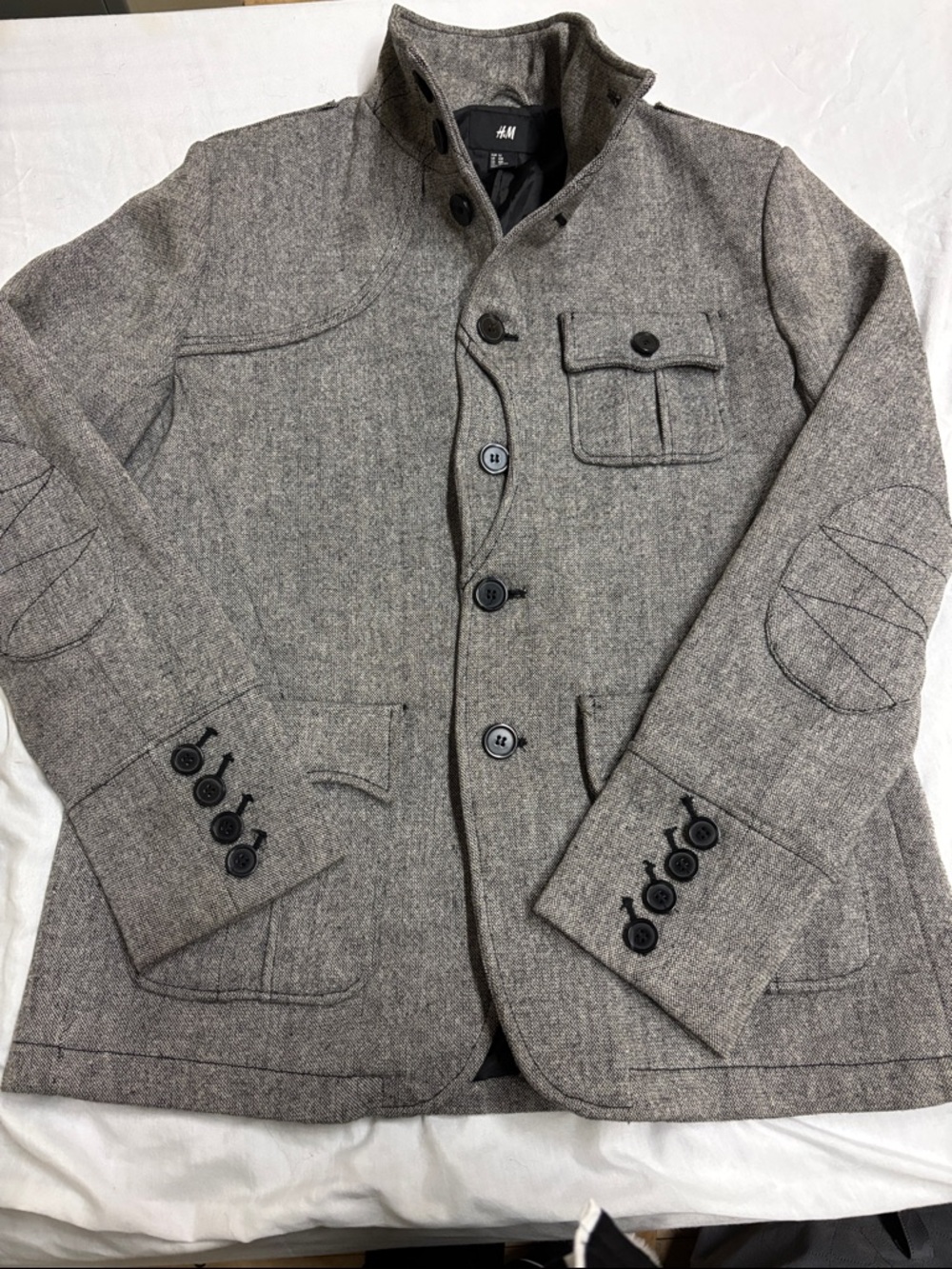 H&M Men's Gray Wool-Blend Pea Coat like new . Beautiful